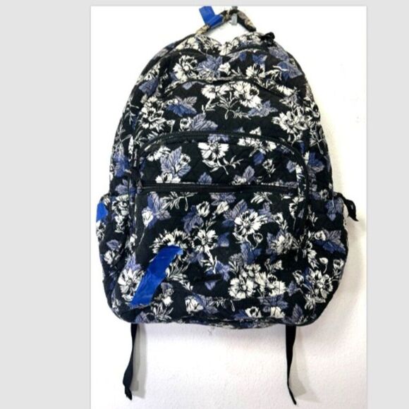 Vera Bradley Handbags - Vera Bradley bookbag black blue everyday casual Campus Backpack floral FLAWED